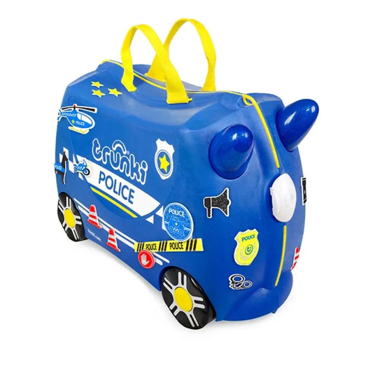 Trunki Percy Police Car - Ride on Suitcase / Luggage Carry-on Bag - Blue