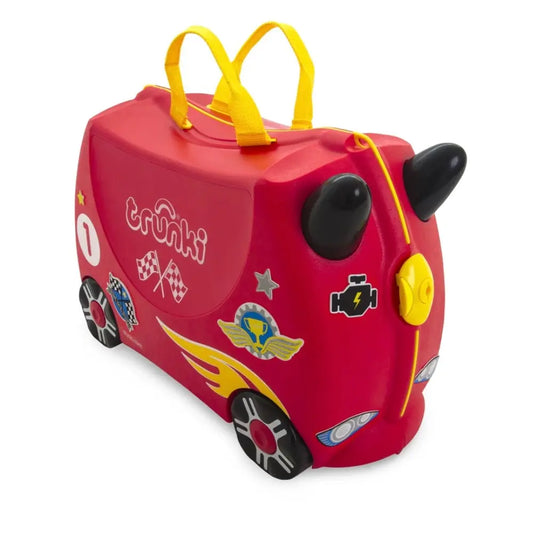 Trunki Rocco Race Car - Ride on Suitcase / Luggage - Carry-on Bag - Red