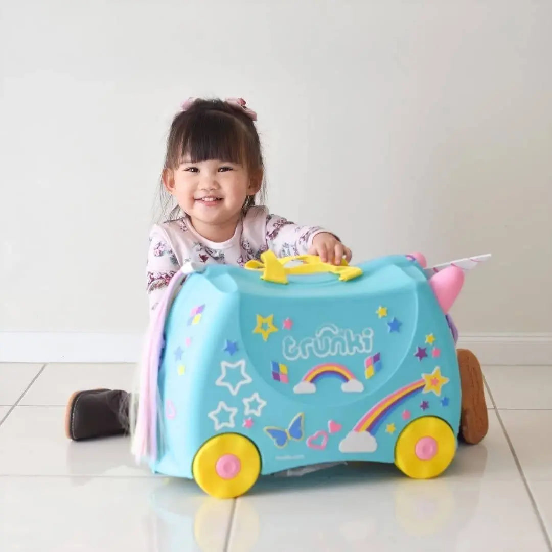 Trunki Una Unicorn - Ride on Suitcase / Carry-on Bag - Light Blue