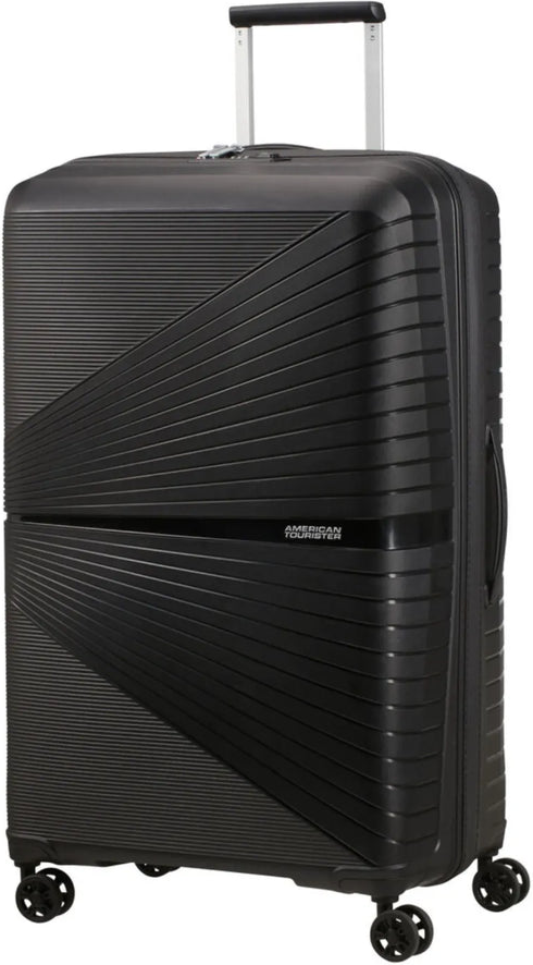 tu-american-tourister-airconic-77-cm-large-4-wheel-hard-suitcase-onyx-black front view for size comparison