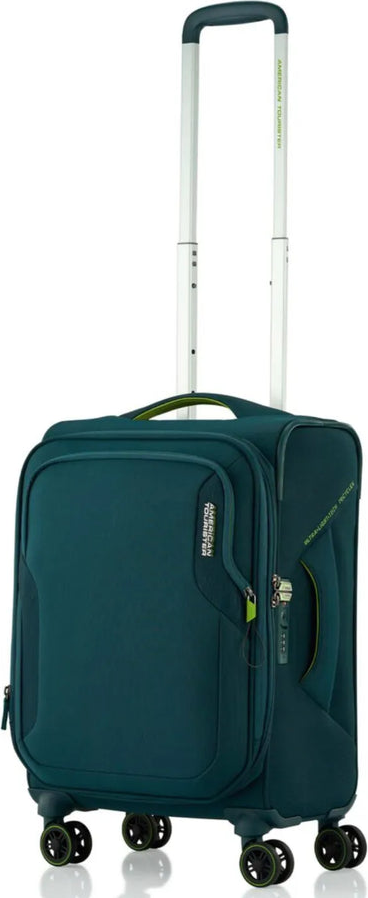 tu-american-tourister-applite-5-55-cm-expandable-carry-on-suitcase-varsity-green front view for size comparison