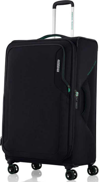 tu-american-tourister-applite-5-82-cm-expandable-spinner-suitcase-black front view for size comparison