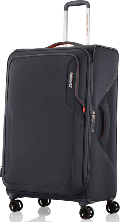 tu-american-tourister-applite-5-82-cm-expandable-spinner-suitcase-grey front view for size comparison