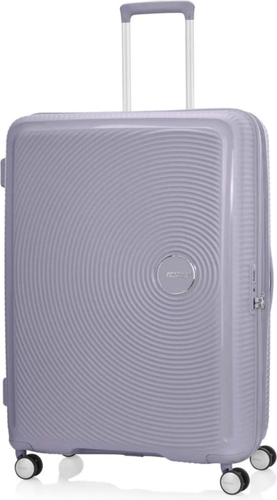 tu-american-tourister-curio-2-80-cm-expandable-spinner-suitcase-hushed-orchid-gl front view for size comparison
