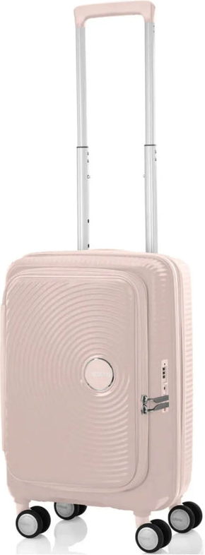 tu-american-tourister-curio-book-opening-55-cm-expandable-carry-on-suitcase-dust front view for size comparison