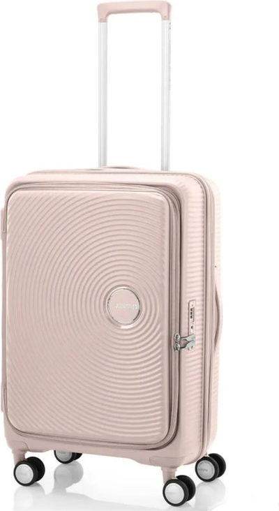 American Tourister Curio Book Opening 68 cm Expandable Spinner Suitcase - Dusty Pink shown to scale