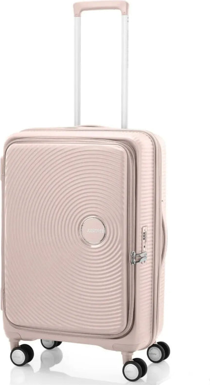 tu-american-tourister-curio-book-opening-68-cm-expandable-spinner-suitcase-dusty front view for size comparison