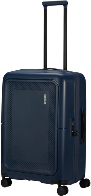 tu-american-tourister-dashpop-67-cm-expandable-spinner-suitcase-midnight-blue front view for size comparison