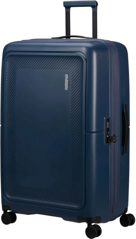 tu-american-tourister-dashpop-77-cm-expandable-spinner-suitcase-midnight-blue front view for size comparison