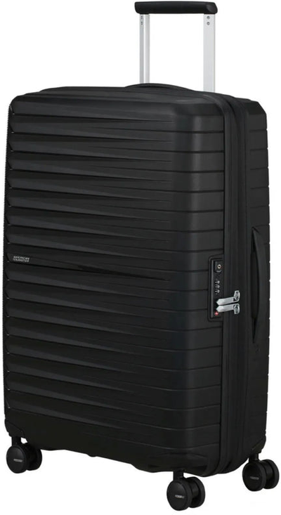 American Tourister Fastforward 68 cm Expandable Suitcase - Flash Black shown to scale