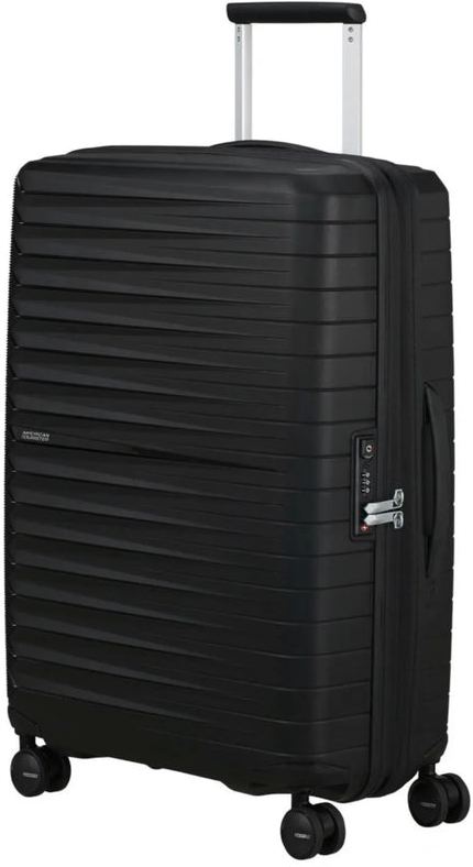 tu-american-tourister-fastforward-68-cm-expandable-suitcase-flash-black front view for size comparison