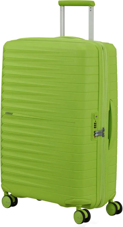 American Tourister Fastforward 68 cm Expandable Suitcase - Neon Lime shown to scale