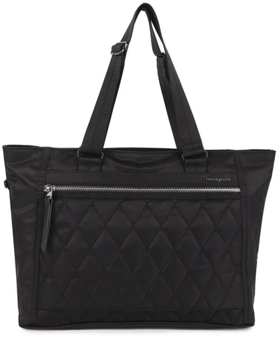 Hedgren STELLA 13" Laptop Tote - Quilted Black shown to scale