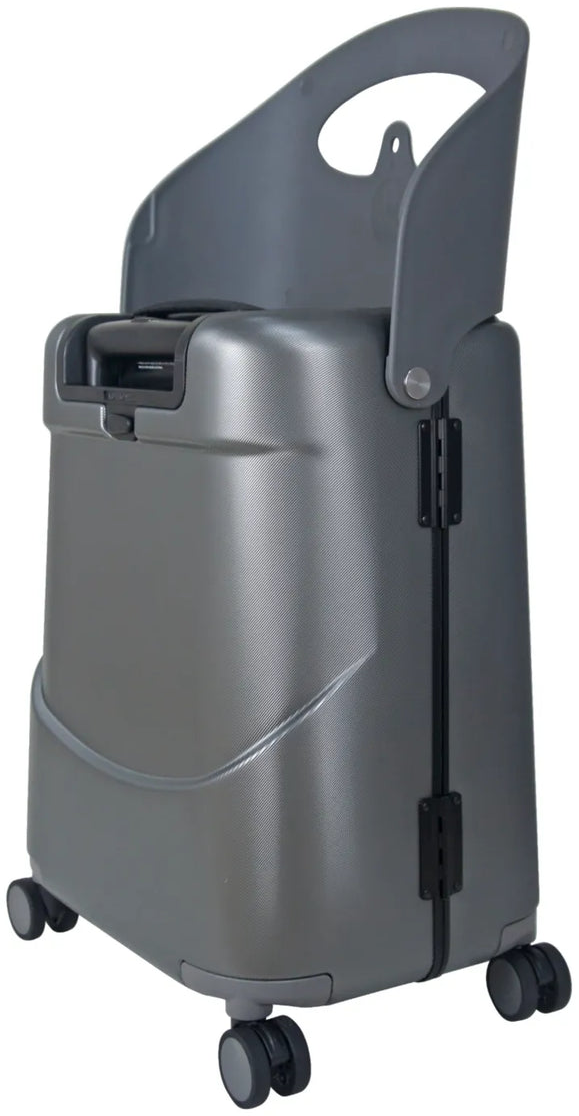 MiaMily 51 cm Ride-On Carry-on Suitcase - Charcoal Grey, shown to scale