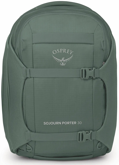 Osprey Sojourn Porter 30L Travel Pack - Koseret Green shown to scale