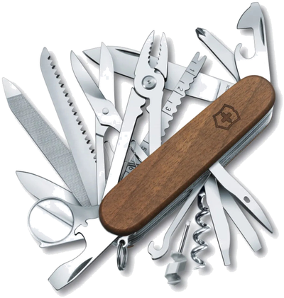 Swiss Champ Wood · 91 mm, tools out