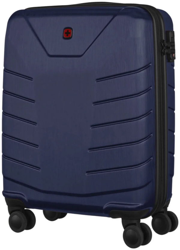 Wenger Pegasus 54 cm Hardside Expandable Carry-On Suitcase, in blue packshot standing upright on white