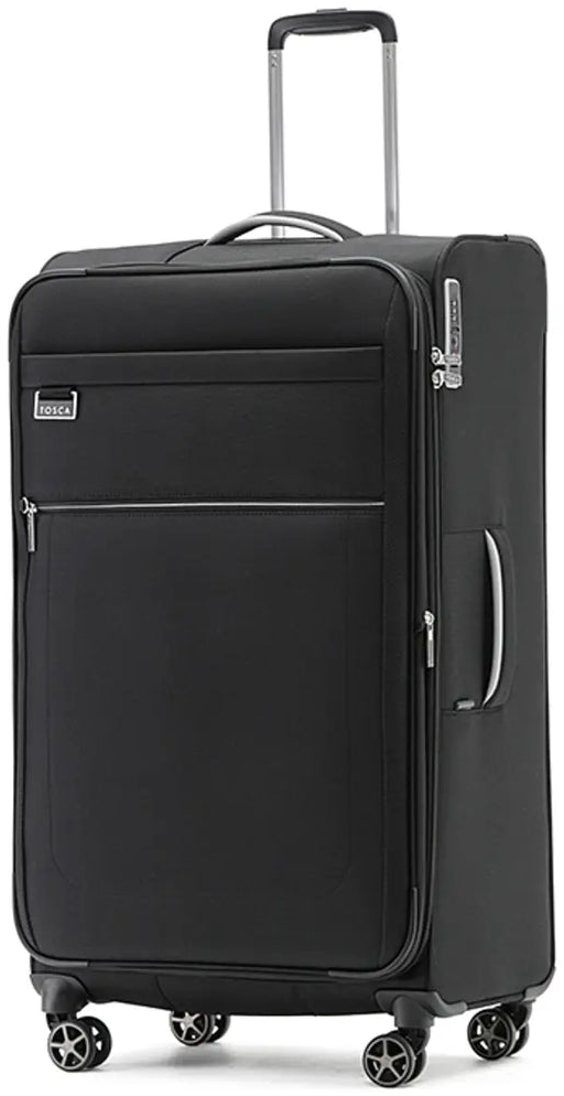Tosca Vega 81 cm 4-Wheel Spinner Suitcase, in black packshot standing upright on white