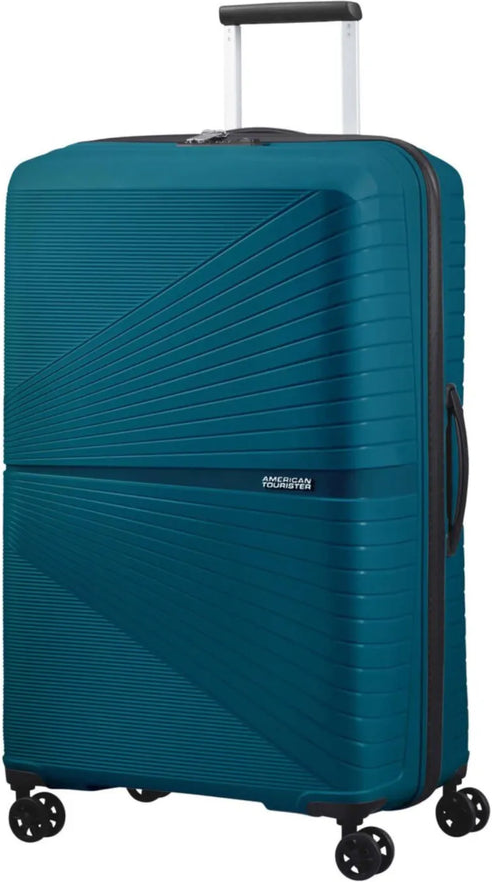 American Tourister Airconic 77 cm Large 4 Wheel Hard Suitcase - Deep Ocean front view for size comparison