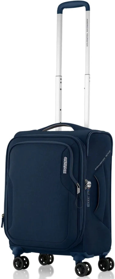 American Tourister Applite 5 - 55 cm Expandable Carry-On Suitcase - Navy front view for size comparison