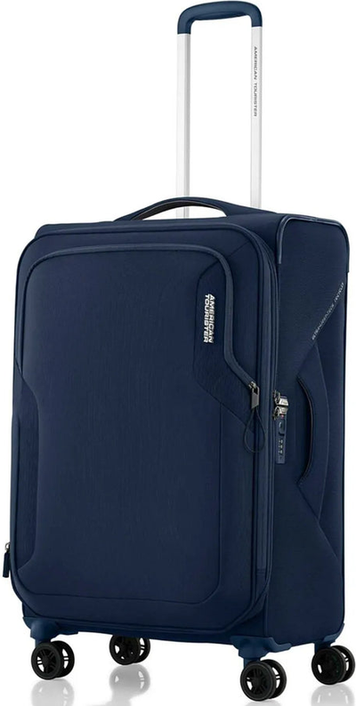 American Tourister Applite 5 - 72 cm Expandable Spinner Suitcase - Navy shown to scale