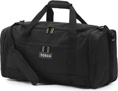 Tosca 53 cm Sports Duffle Bag - Black / Lime front view for size comparison