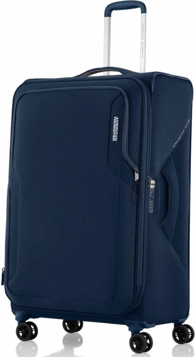 American Tourister Applite 5 - 82 cm Expandable Spinner Suitcase - Navy front view for size comparison