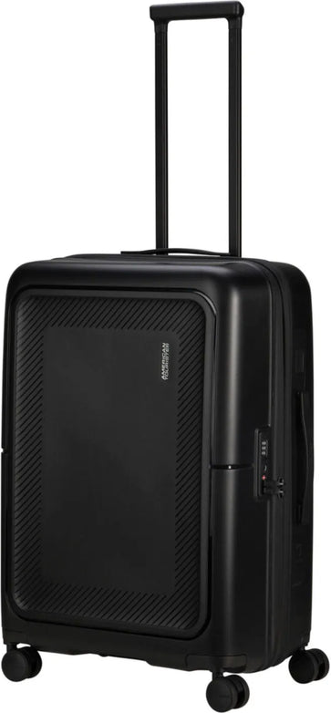 American Tourister Dashpop 67 cm Expandable Spinner Suitcase - True Black shown to scale