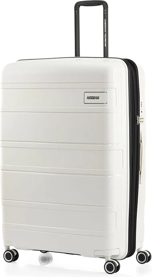 American Tourister Light Max 82 cm Expandable Spinner Suitcase - Off White front view for size comparison