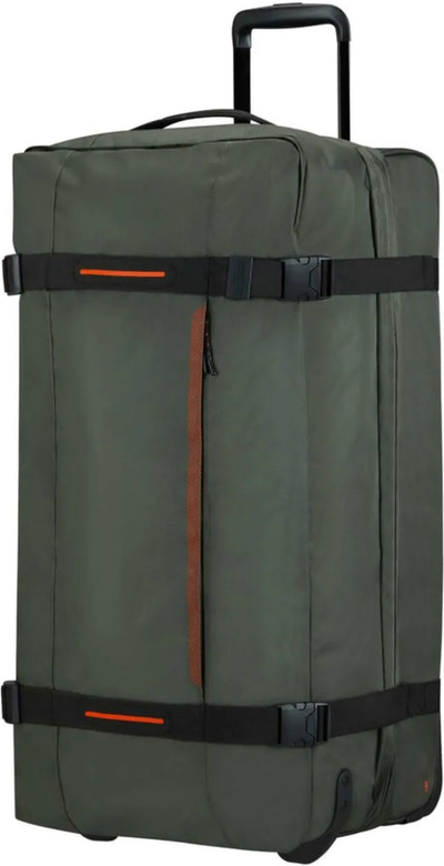 American Tourister Urban Track Large Wheeled Duffle - Dark Khaki shown to scale
