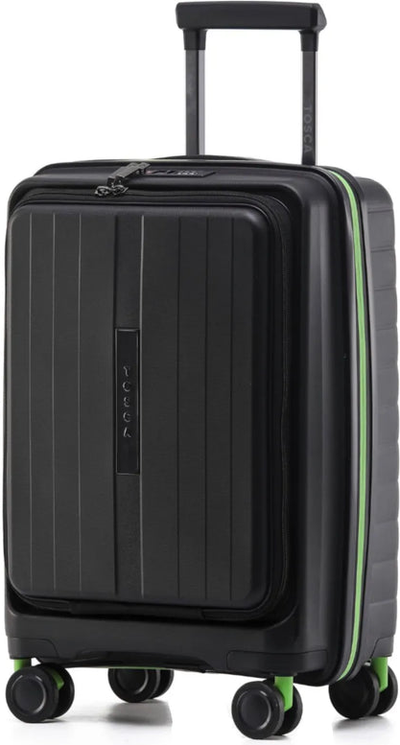 Tosca Cruiser 53 cm Front Opening 4-Wheel Expandable Carry-on Suitcase - Black / Lime shown to scale