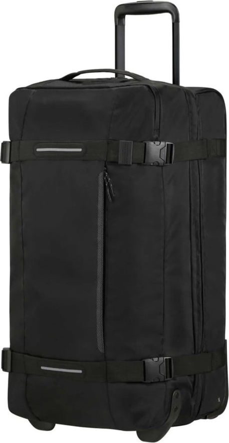 American Tourister Urban Track Medium Wheeled Duffle - Asphalt Black front view for size comparison