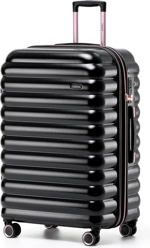 Tosca Como 77 cm 4-Wheel Suitcase - Black front view for size comparison