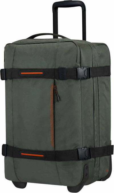American Tourister Urban Track Small Wheeled Duffle - Dark Khaki front view for size comparison