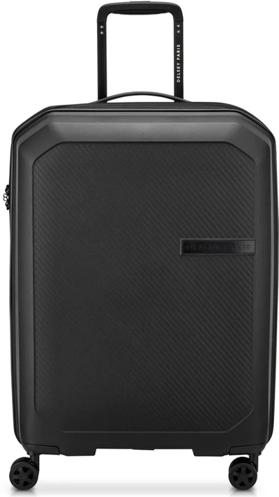 Delsey Anvers 65.5 cm 4 Wheel Expandable Suitcase - Black front view for size comparison