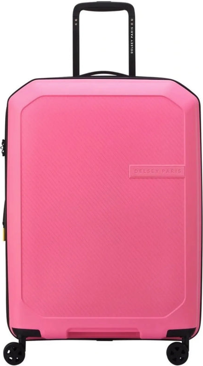 Delsey Anvers 65.5 cm 4 Wheel Expandable Suitcase - Pink front view for size comparison
