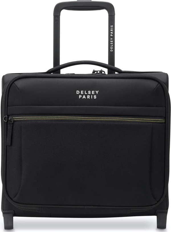 Delsey Brochant 3 - 38 cm 2-Wheel Underseater Cabin Suitcase - Deep Black front view for size comparison
