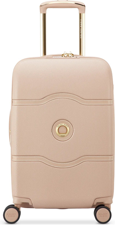 Delsey Chatelet Air 2.0 - 55 cm 4-Wheel Expandable Cabin Suitcase - Beige Rose / Gold (Limited Edition) front view for size comparison