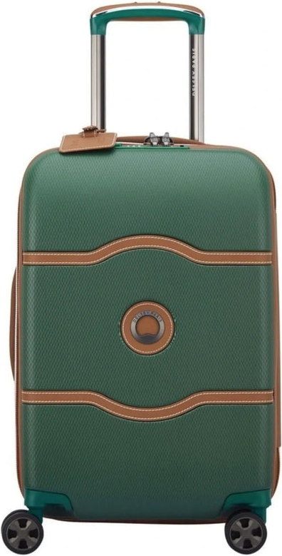 Delsey Chatelet Air 2.0 - 55 cm 4-Wheel Cabin Suitcase - Green front view for size comparison