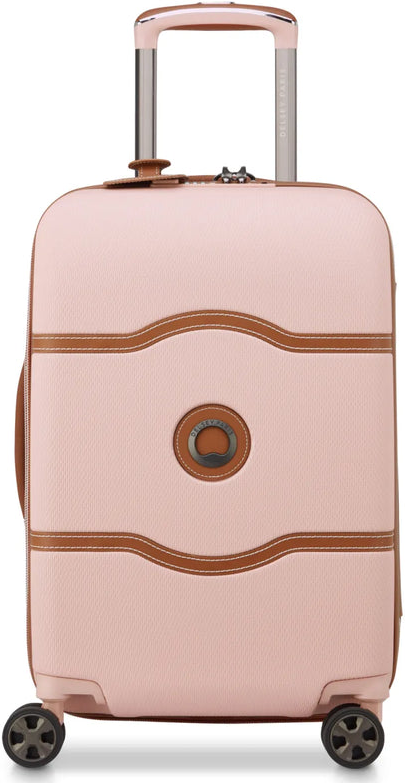 Delsey Chatelet Air 2.0 - 55 cm 4-Wheel Cabin Suitcase - Pink front view for size comparison