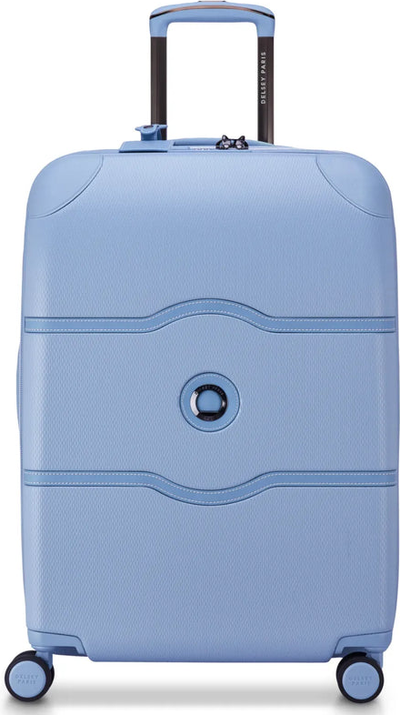 Delsey Chatelet Air 2.0 - 66 cm 4-Wheel Expandable Suitcase - Light Blue (Limited Edition) front view for size comparison