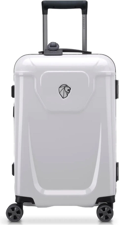 Delsey Peugeot 55 cm 4-Wheel Cabin Suitcase - White front view for size comparison