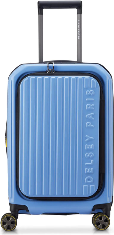 Delsey Securitime Zip 55 cm Top Opening 4-Wheel Expandable Cabin Suitcase - Lavender Blue front view for size comparison
