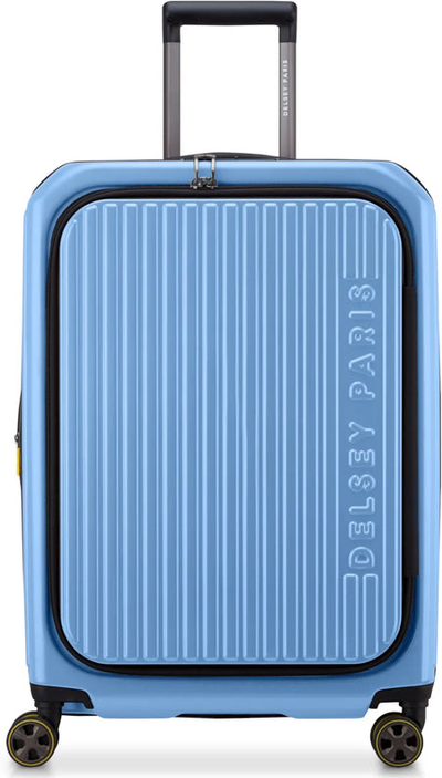 Delsey Securitime Zip 66 cm Top Opening 4-Wheel Expandable Suitcase - Lavender Blue front view for size comparison