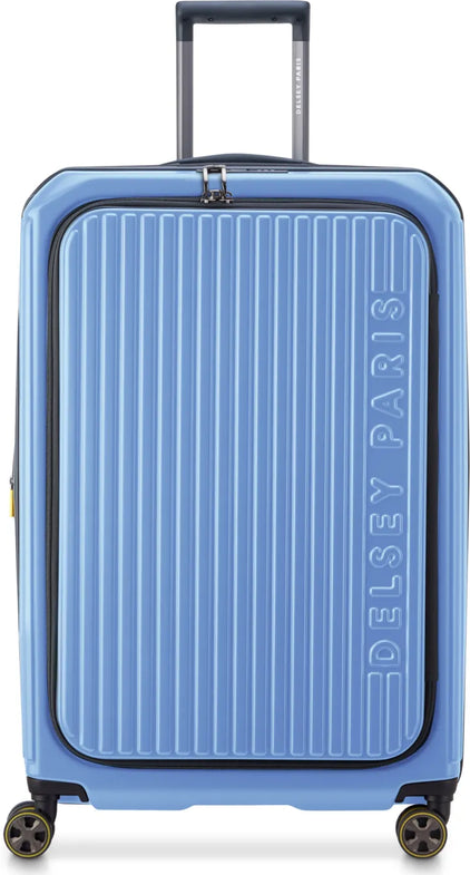 Delsey Securitime Zip 76 cm Top Opening 4-Wheel Expandable Suitcase - Lavender Blue front view for size comparison