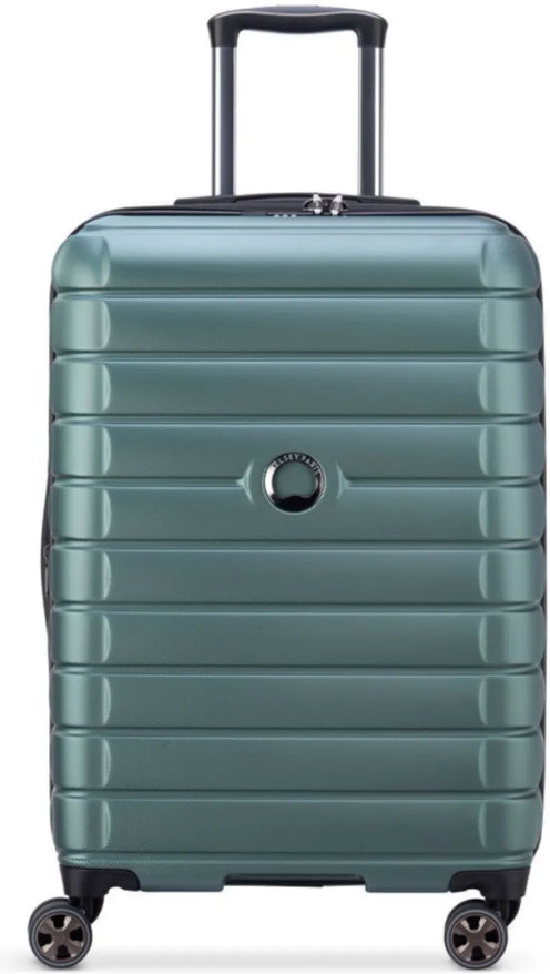 Delsey Shadow 5.0 - 66 cm Expandable 4 Wheel Suitcase - Green front view for size comparison