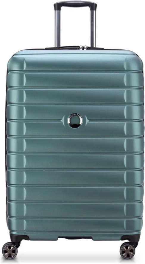 Delsey Shadow 5.0 - 75 cm Expandable 4 Wheel Suitcase - Green front view for size comparison