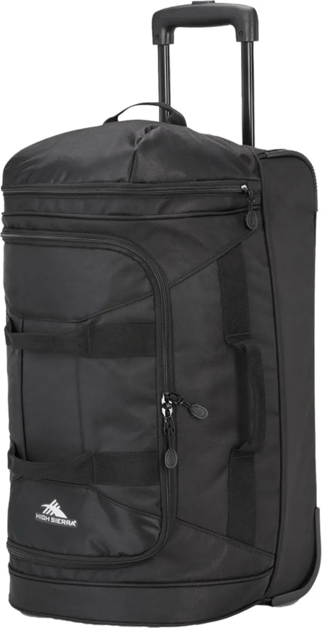 High Sierra Boxed 55 cm Carry-on Wheeled Duffle - Black front view for size comparison