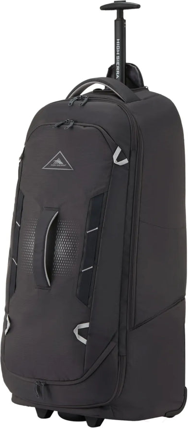 High Sierra Composite V4 84 cm Wheeled Duffle with Hidden Backpack Straps - Silver / Metal Grey front view for size comparison