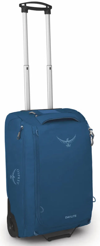 Osprey Daylite 40L Wheeled Carry-On Duffle / Backpack - Nightshift Blue front view for size comparison
